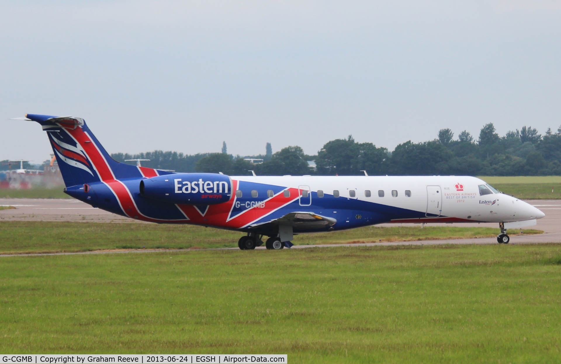 G-CGMB, 2000 Embraer ERJ-135ER (EMB-135ER) C/N 145189, About to depart from Norwich.