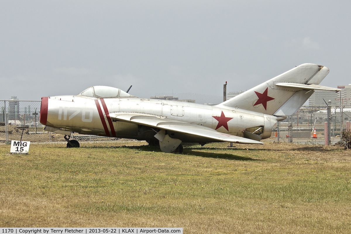 1170, Mikoyan-Gurevich MiG-15bis C/N 713001, Exhibited at Proud Bird Restaurant , on the perimeter of Los Angeles Airport