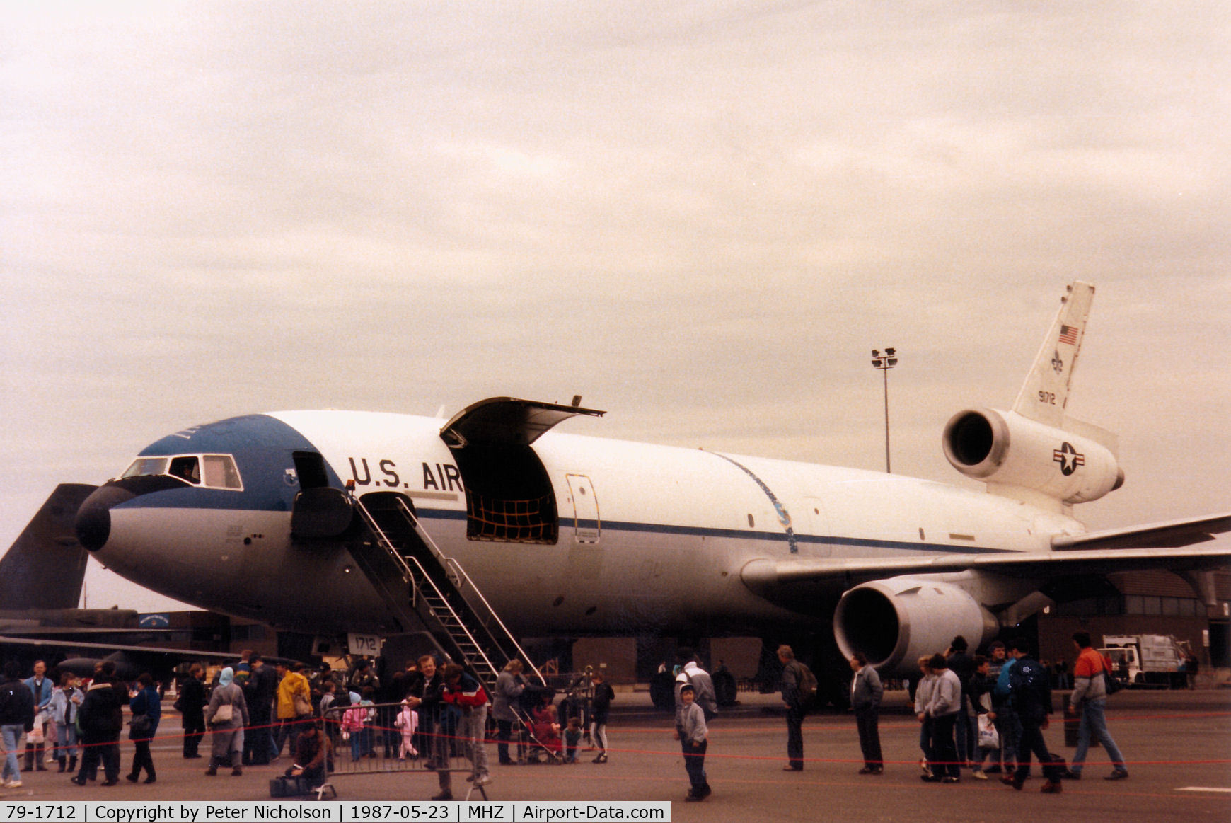 79-1712, 1981 McDonnell Douglas KC-10A Extender C/N 48204, KC-10A Extender of 32nd Air Refuelling Squadron/2nd Bomb Wing at Barksdale AFB on display at the 1987 RAF Mildenhall Air Fete.