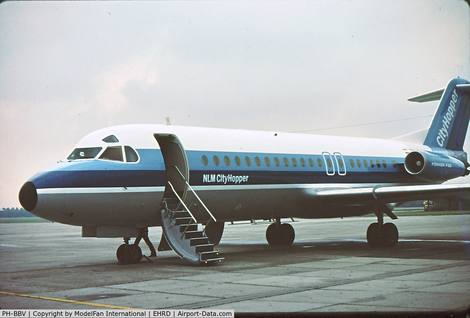 PH-BBV, 1977 Fokker F-28-4000 Fellowship C/N 11127, PH-BBV (cn 11127) Was leased to NLM and was leased to Air Anglia shortly after this picture was taken. Was written off in Argentina in 1990 whilst in service with Aerolineas Argentinas as LV-MZD.(Photo: ModelFan International)
