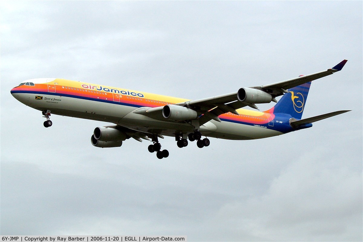 6Y-JMP, 1999 Airbus A340-313 C/N 257, Airbus A340-313X [257] (Air Jamaica) Heathrow~G 20/11/2006