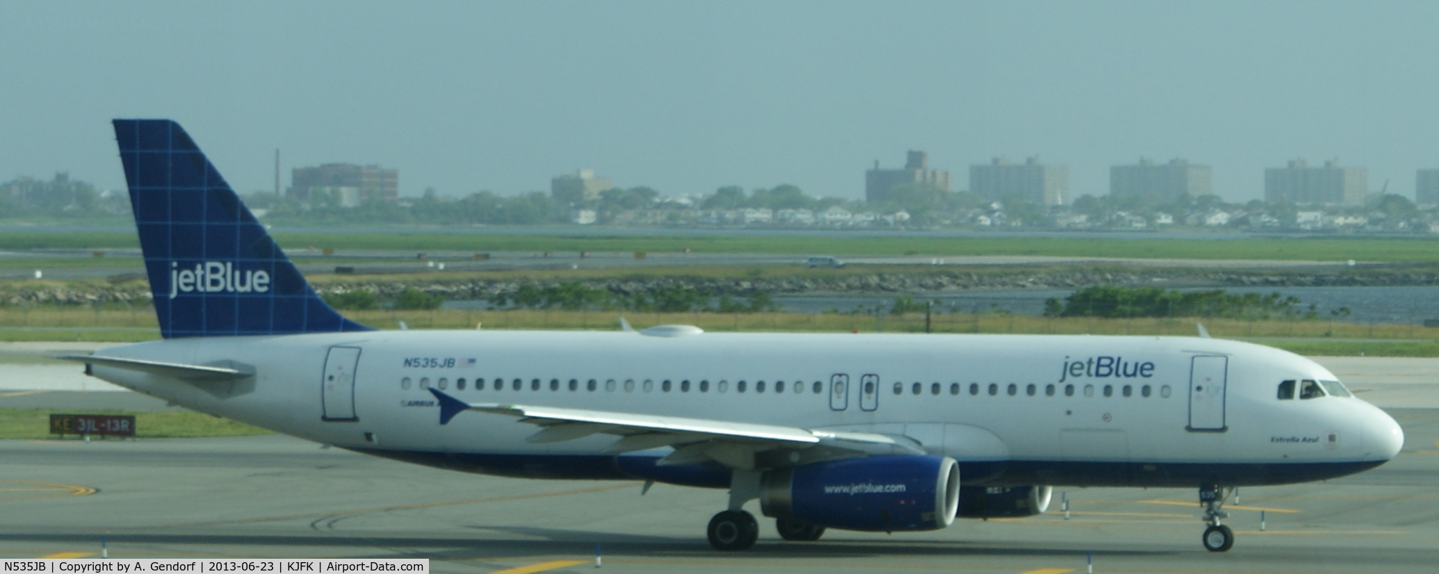 N535JB, 2002 Airbus A320-232 C/N 1739, Jet Blue, seen here at New York - JFK(KJFK) taxiing after landing