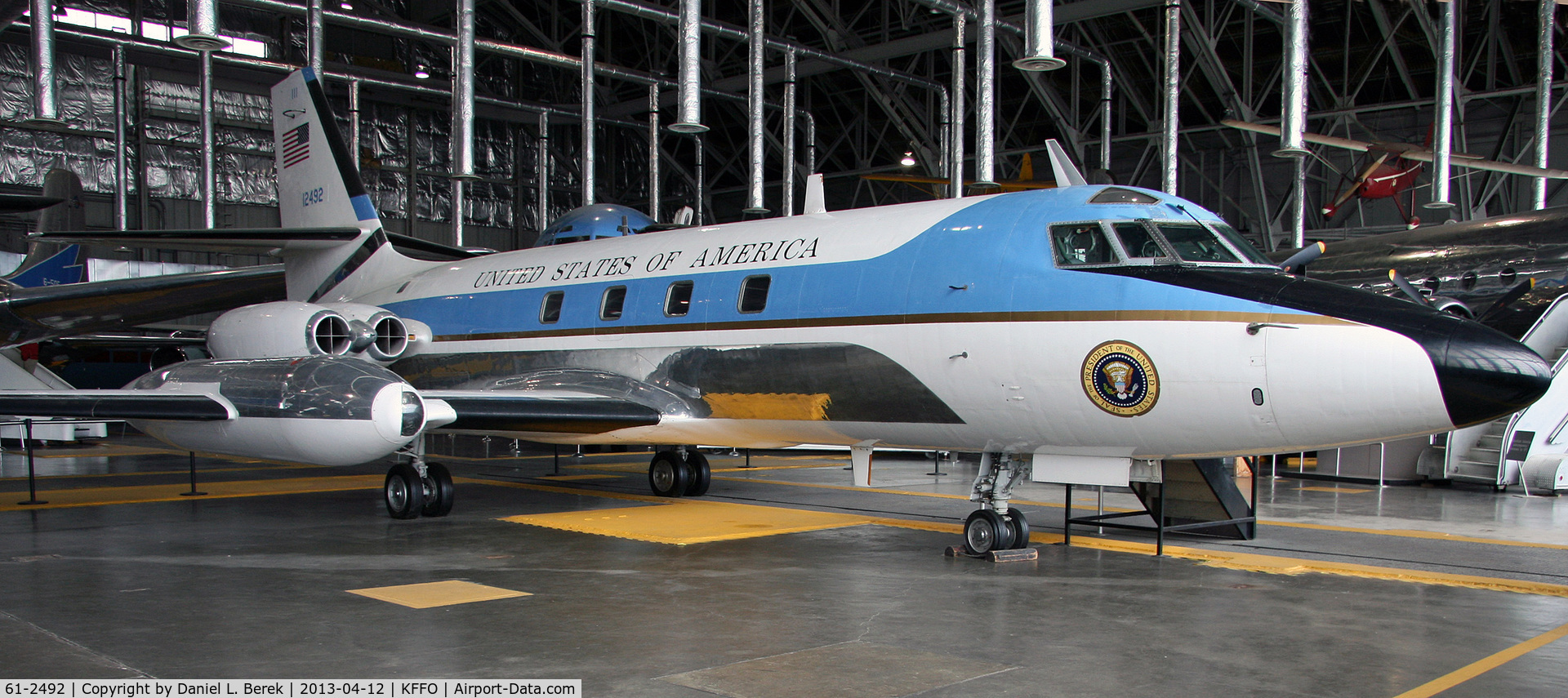 61-2492, 1961 Lockheed VC-140B-LM Jetstar C/N 1329-5031, This handsome plane carried several US presidents during her 26-year career.