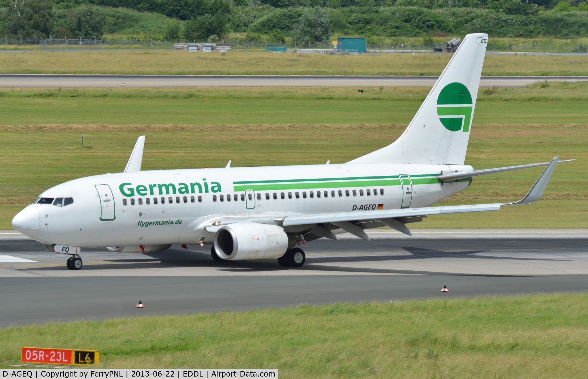 D-AGEQ, 1998 Boeing 737-75B C/N 28103, Germania B737 vacating runway