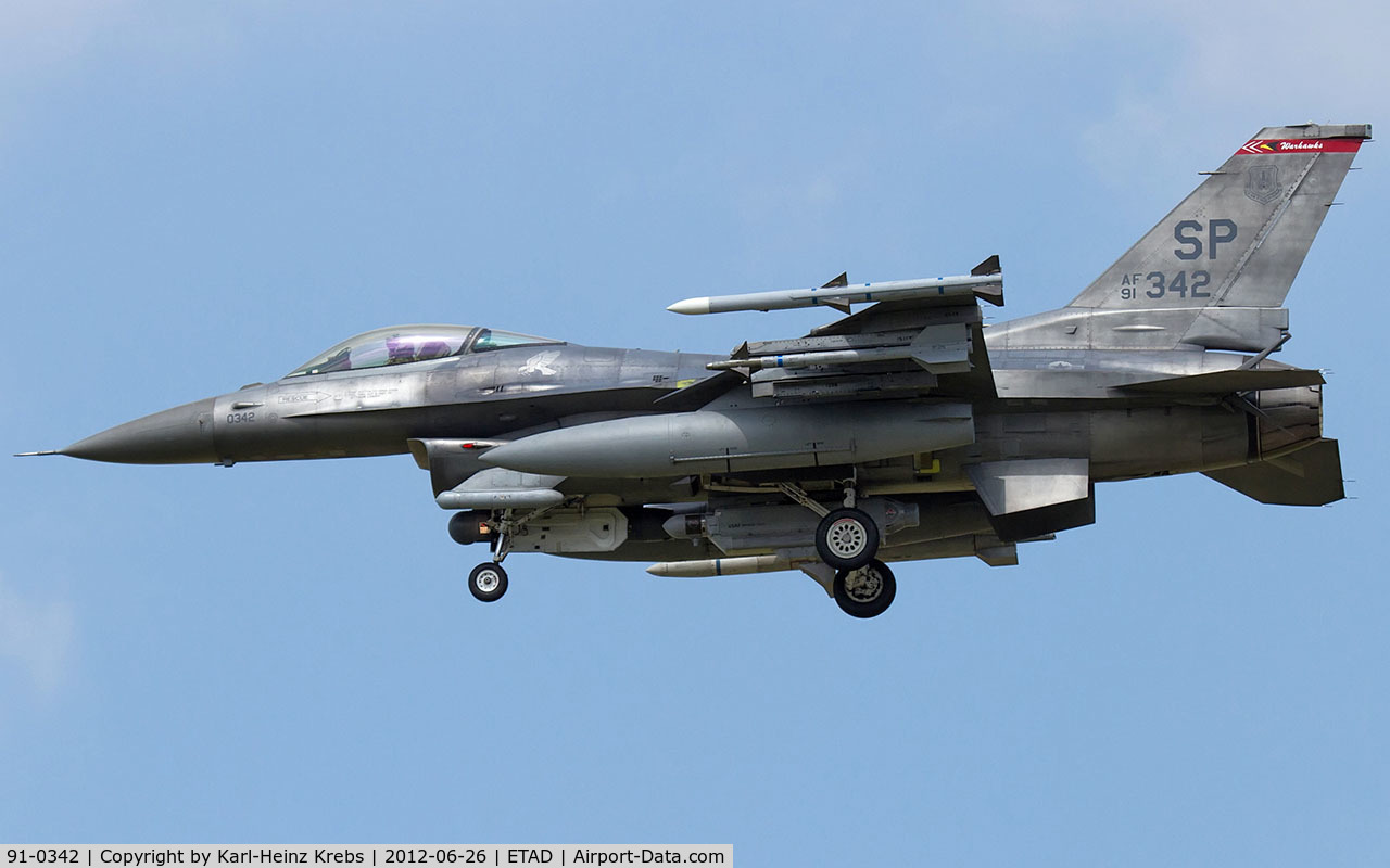 91-0342, General Dynamics F-16C Fighting Falcon C/N CC-40, US Air Force