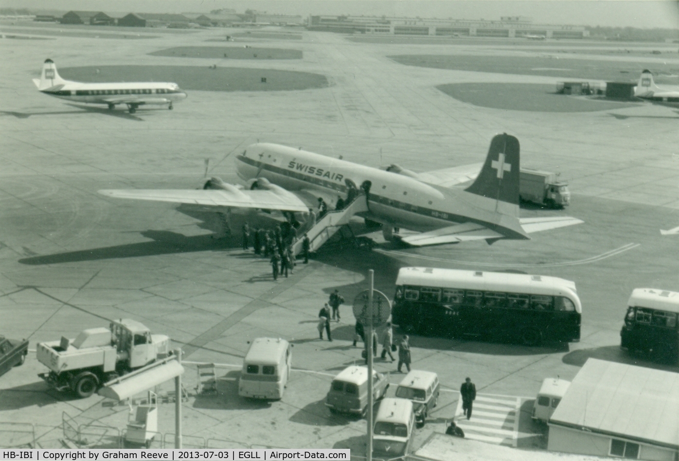 HB-IBI, 1952 Douglas DC-6B C/N 43750, Pictured at Heathrow.