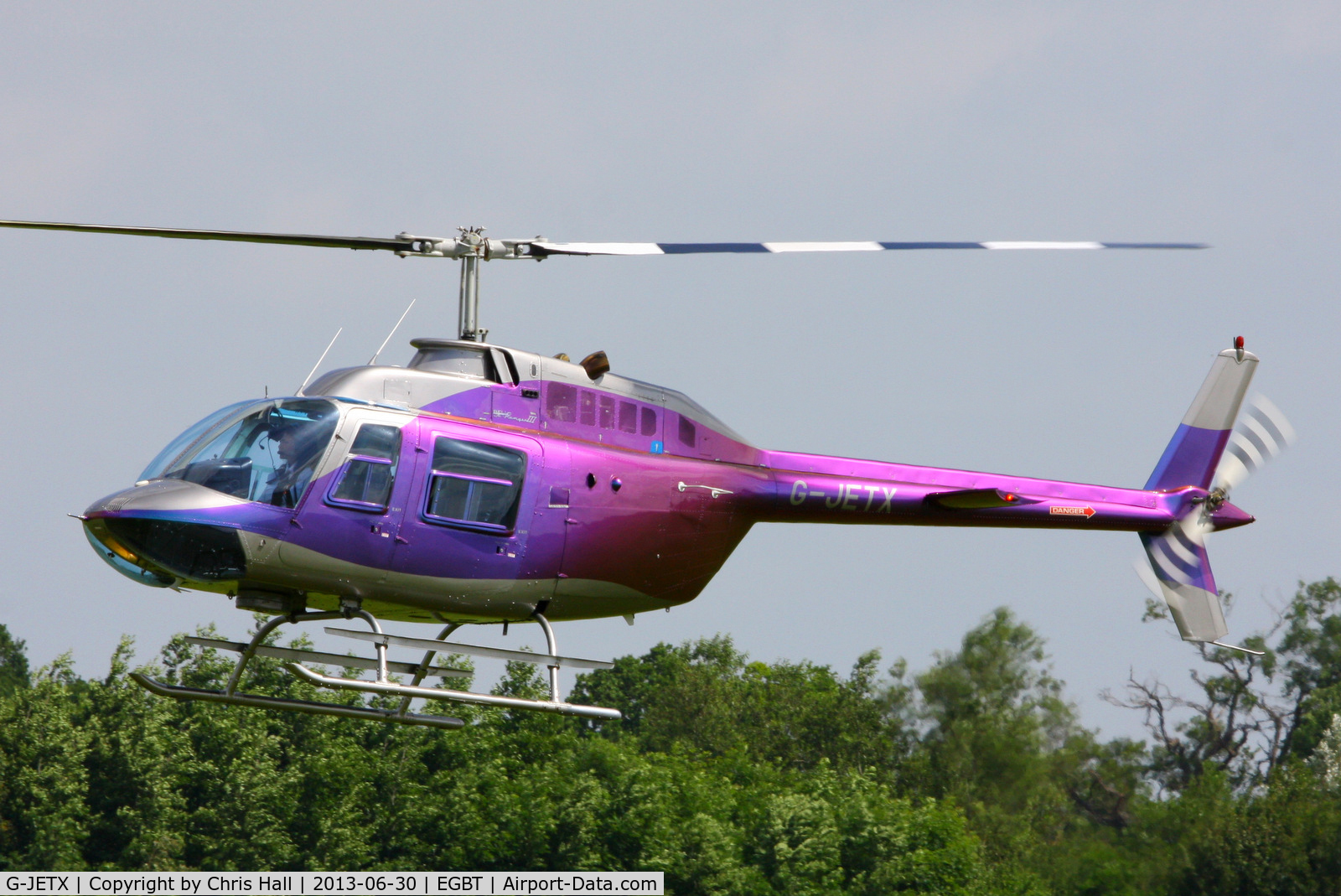 G-JETX, 1981 Bell 206B JetRanger III C/N 3208, being used for ferrying race fans to the British F1 Grand Prix at Silverstone