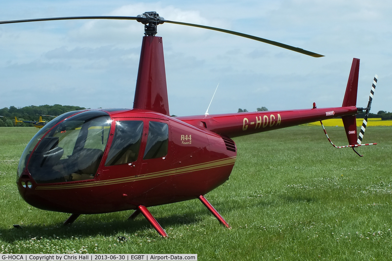 G-HOCA, 2008 Robinson R44 Raven II C/N 12388, being used for ferrying race fans to the British F1 Grand Prix at Silverstone