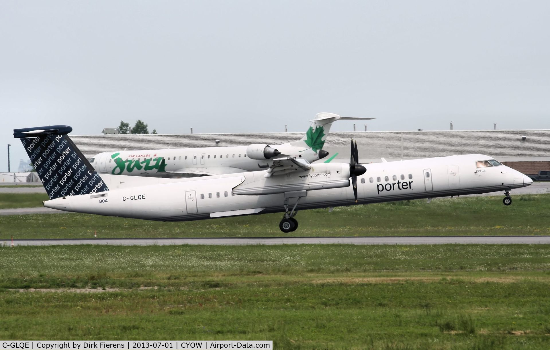 C-GLQE, 2006 De Havilland Canada DHC-8-402Q Dash 8 C/N 4140, Leaving Ottawa for Toronto.