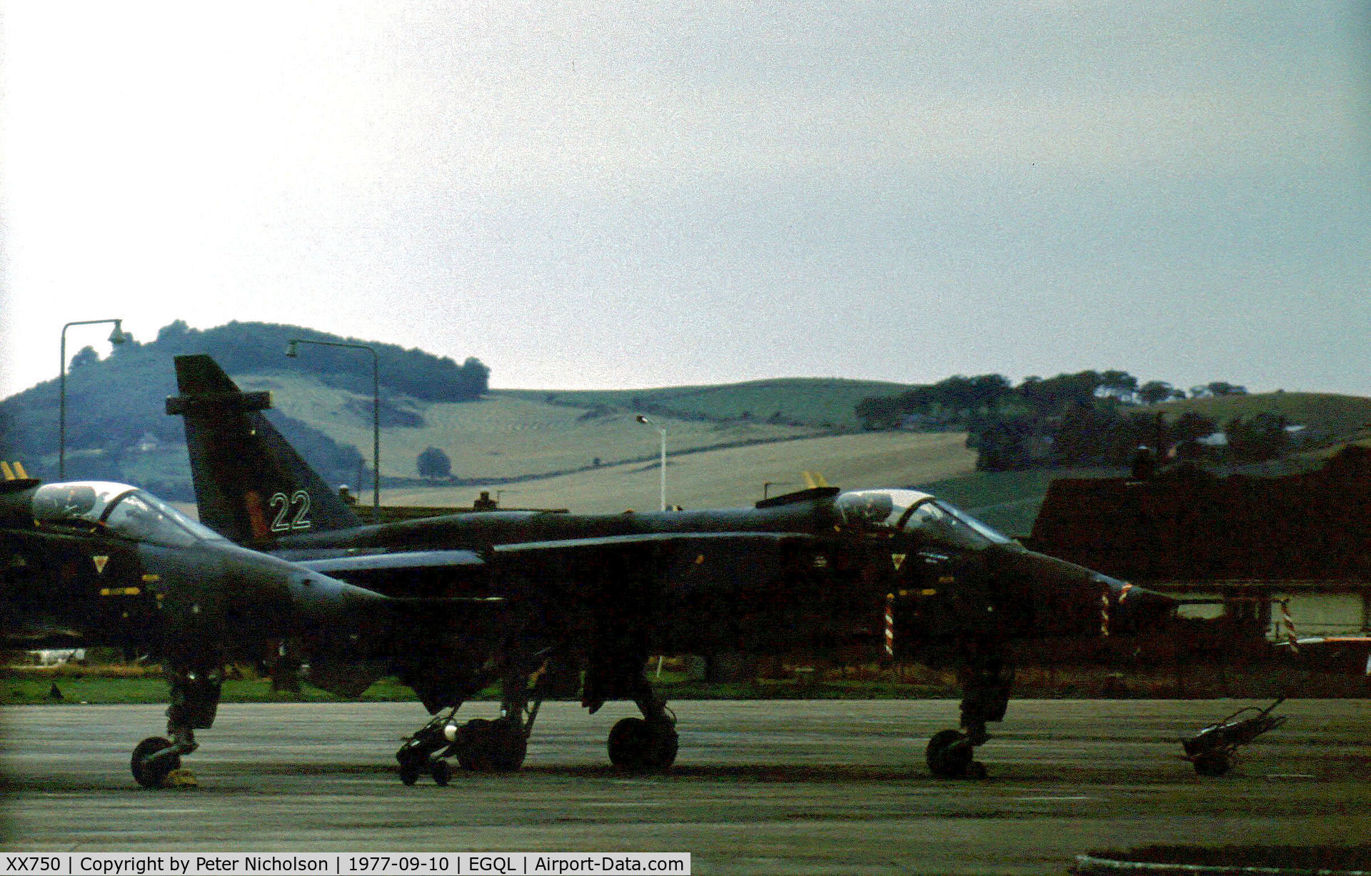 XX750, 1975 Sepecat Jaguar GR.1 C/N S.47, Jaguar GR.1 of RAF Lossiemouth's 226 Operational Conversion Unit on display at the 1977 RAF Leuchars Airshow.