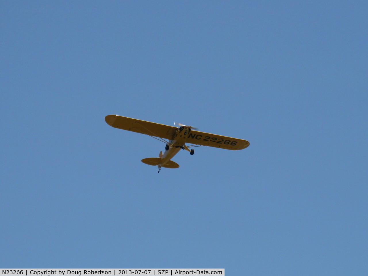 N23266, 1939 Piper J3C-65 Cub Cub C/N 3113, 1939 Piper J3C-65 CUB, Continental A&C65 65 Hp, takeoff climb Rwy 22