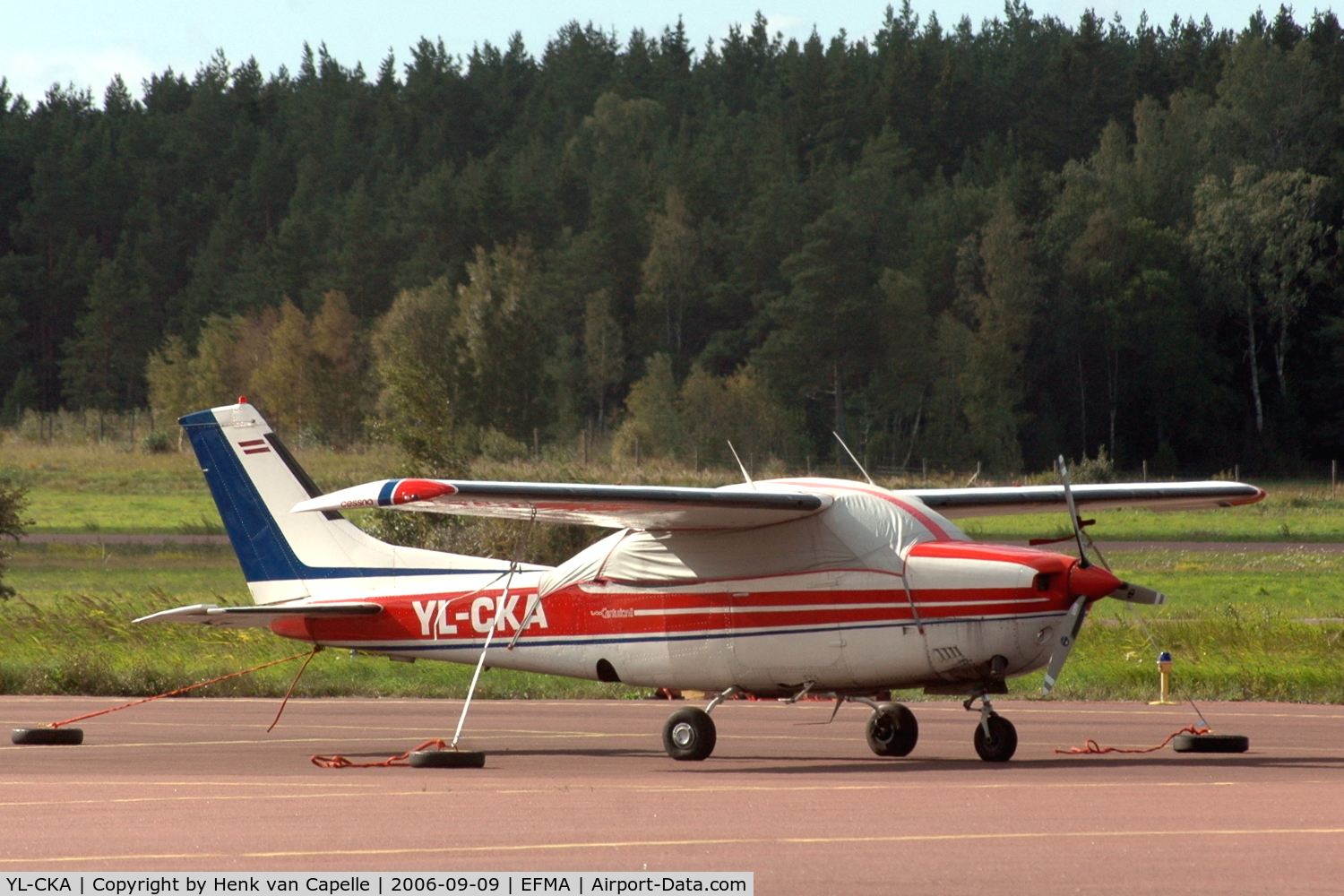 YL-CKA, Cessna T210L Turbo Centurion C/N 210-61046, Cessna Turbo Centurion parked at Mariehamn airport, Åland Islands, Finland.