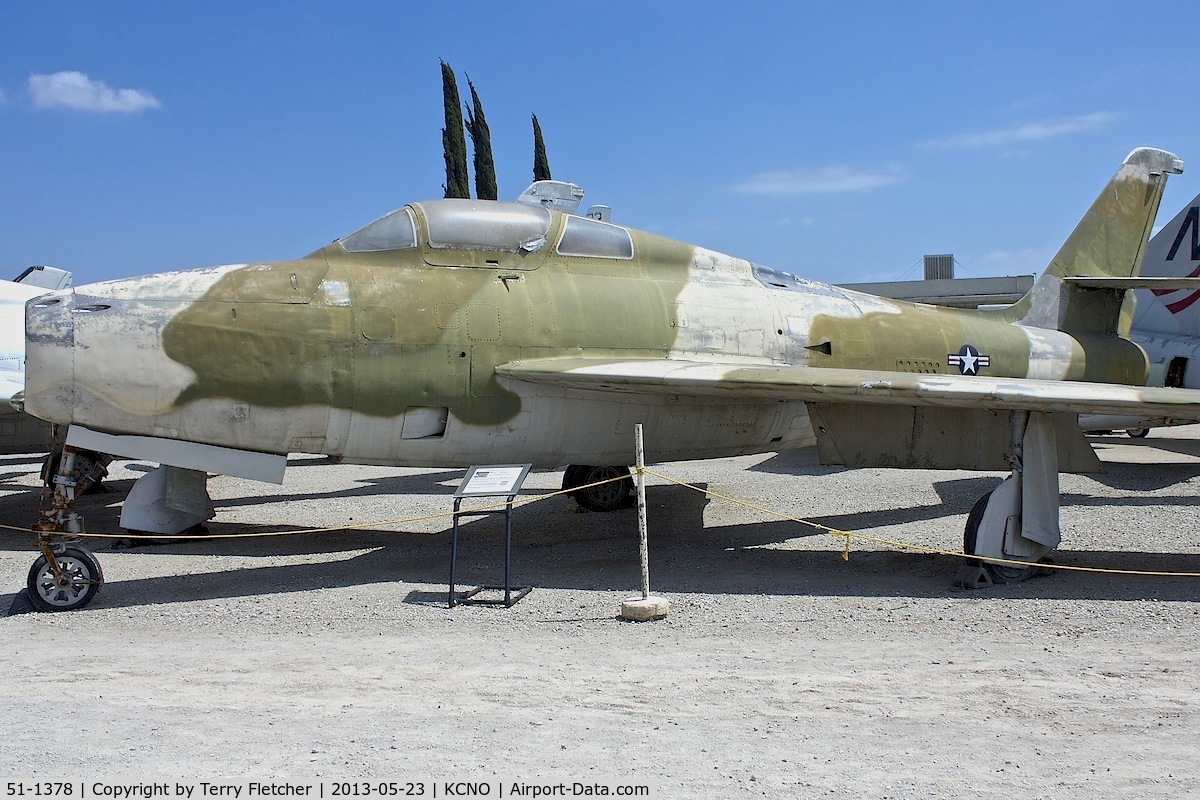 51-1378, 1951 Republic F-84F Thunderstreak C/N Not found 51-1378, At Planes of Fame Museum , Chino , California