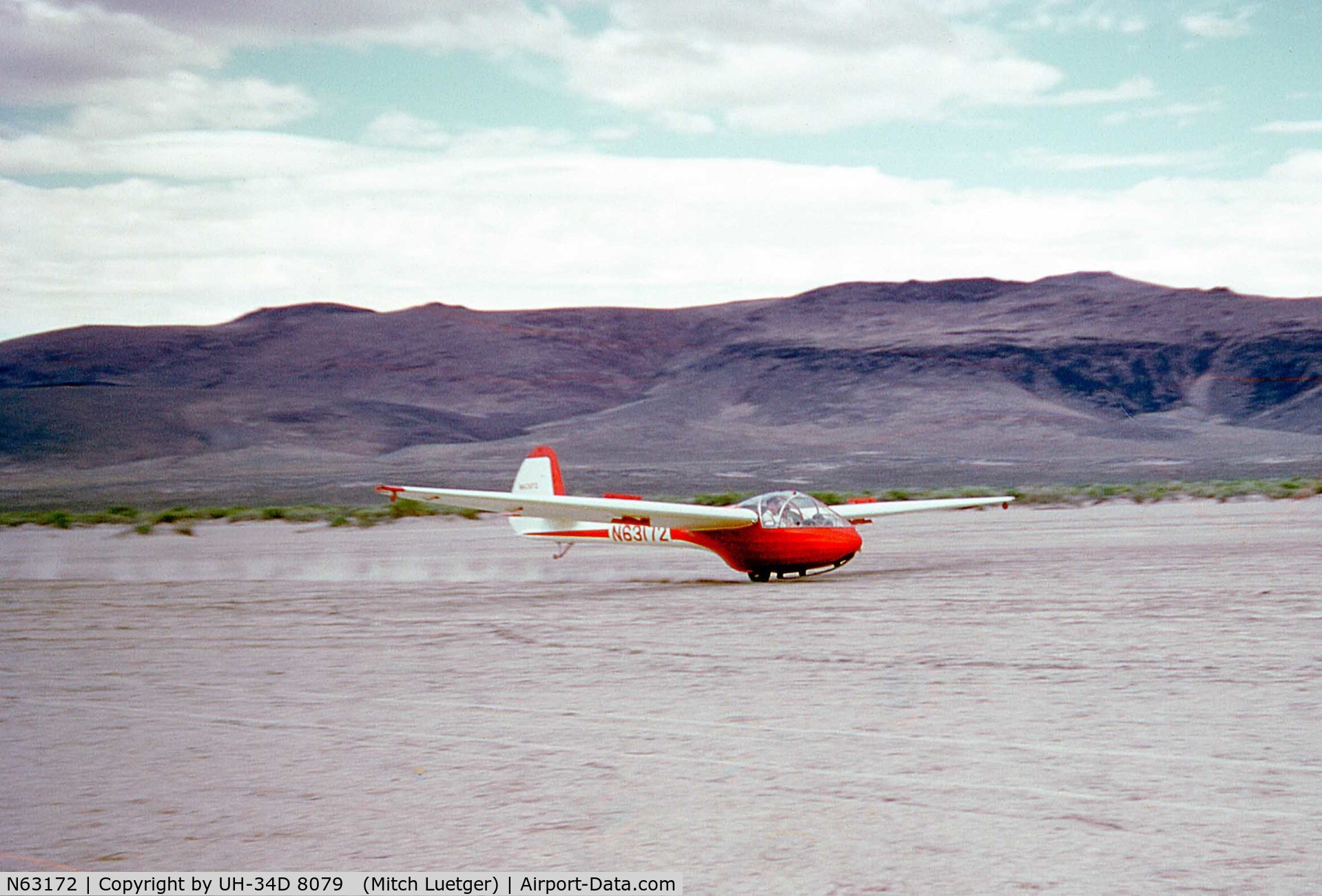 N63172, 1943 Pratt Read PR-G1 C/N PRG-01-49, Landing: Sail Plane we flew from Salt Flats outside of Carson City, Nevada (N/E) in 1968