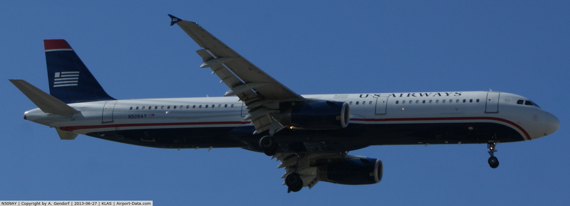 N509AY, 2009 Airbus A321-231 C/N 3796, US Airways, on final approach at Las Vegas Int´l(KLAS)