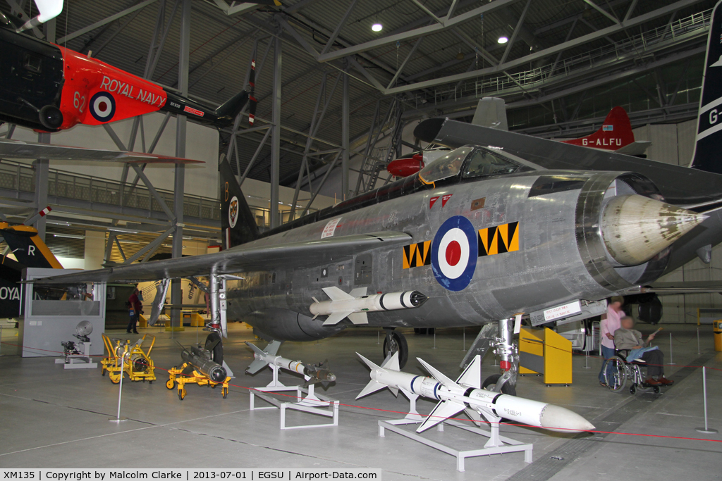 XM135, 1959 English Electric Lightning F.1 C/N 95031, English Electric Lightning F.1. In the AirSpace hangar, Imperial War Museum Duxford, July 2013.