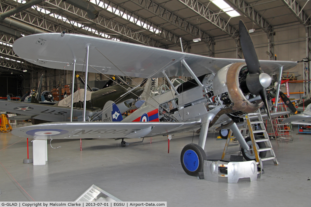 G-GLAD, 1939 Gloster Gladiator Mk2 C/N G5/75751, Gloster Gladiator II. At The Imperial War Museum, Duxford. July 2013.