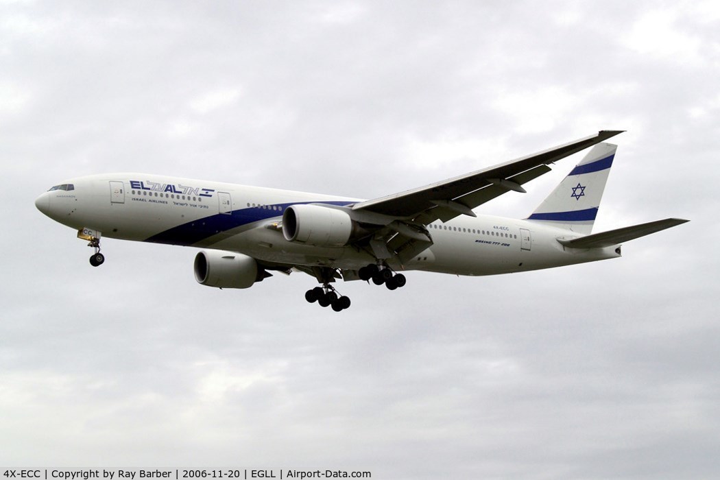 4X-ECC, 2001 Boeing 777-258/ER C/N 30833, Boeing 777-258ER [30833] (El Al Israel Airlines) Heathrow~G 20/11/2006