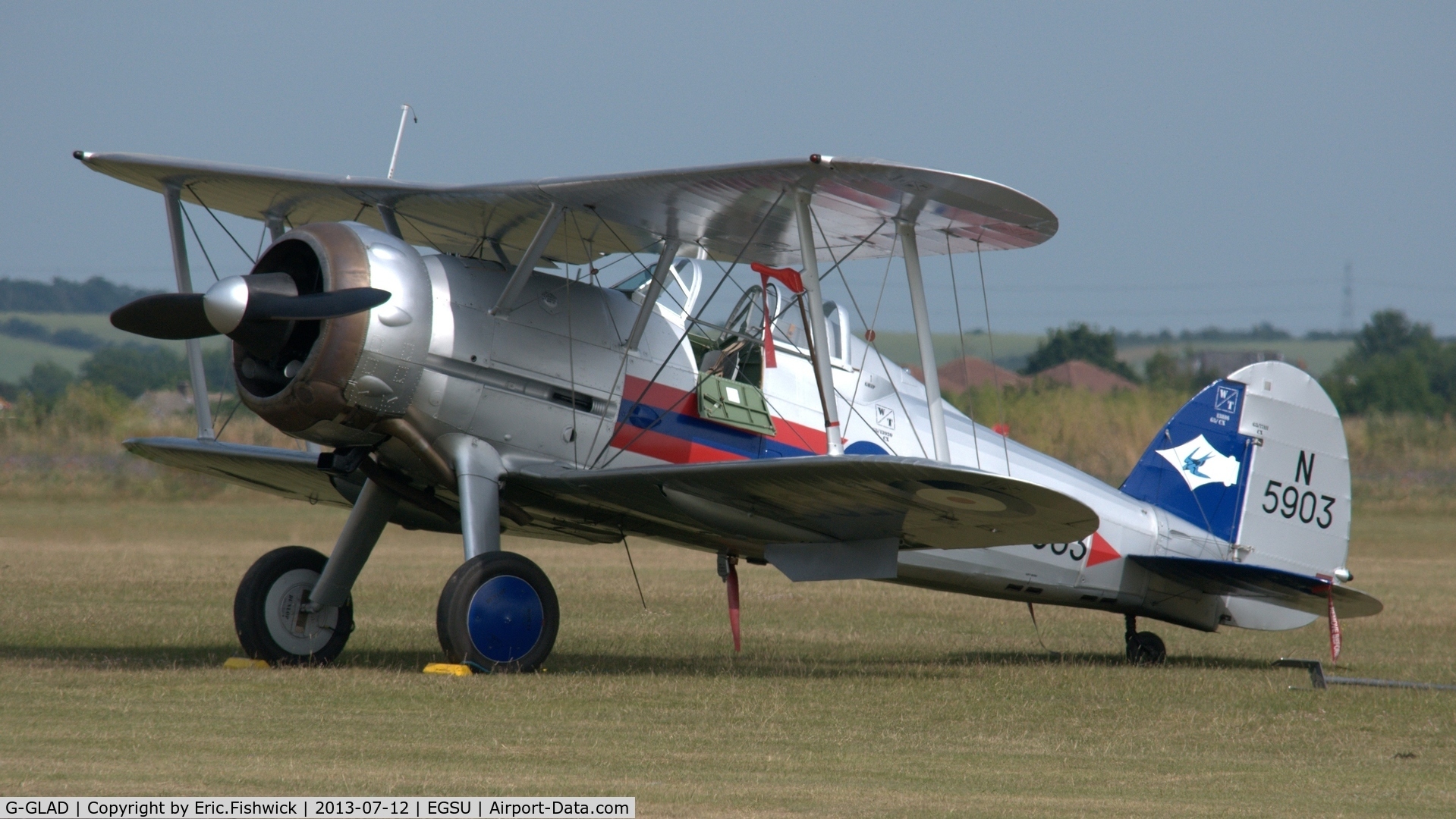 G-GLAD, 1939 Gloster Gladiator Mk2 C/N G5/75751, 3. N5903 on the eve of Flying Legends Air Show, Duxford - July 2013.