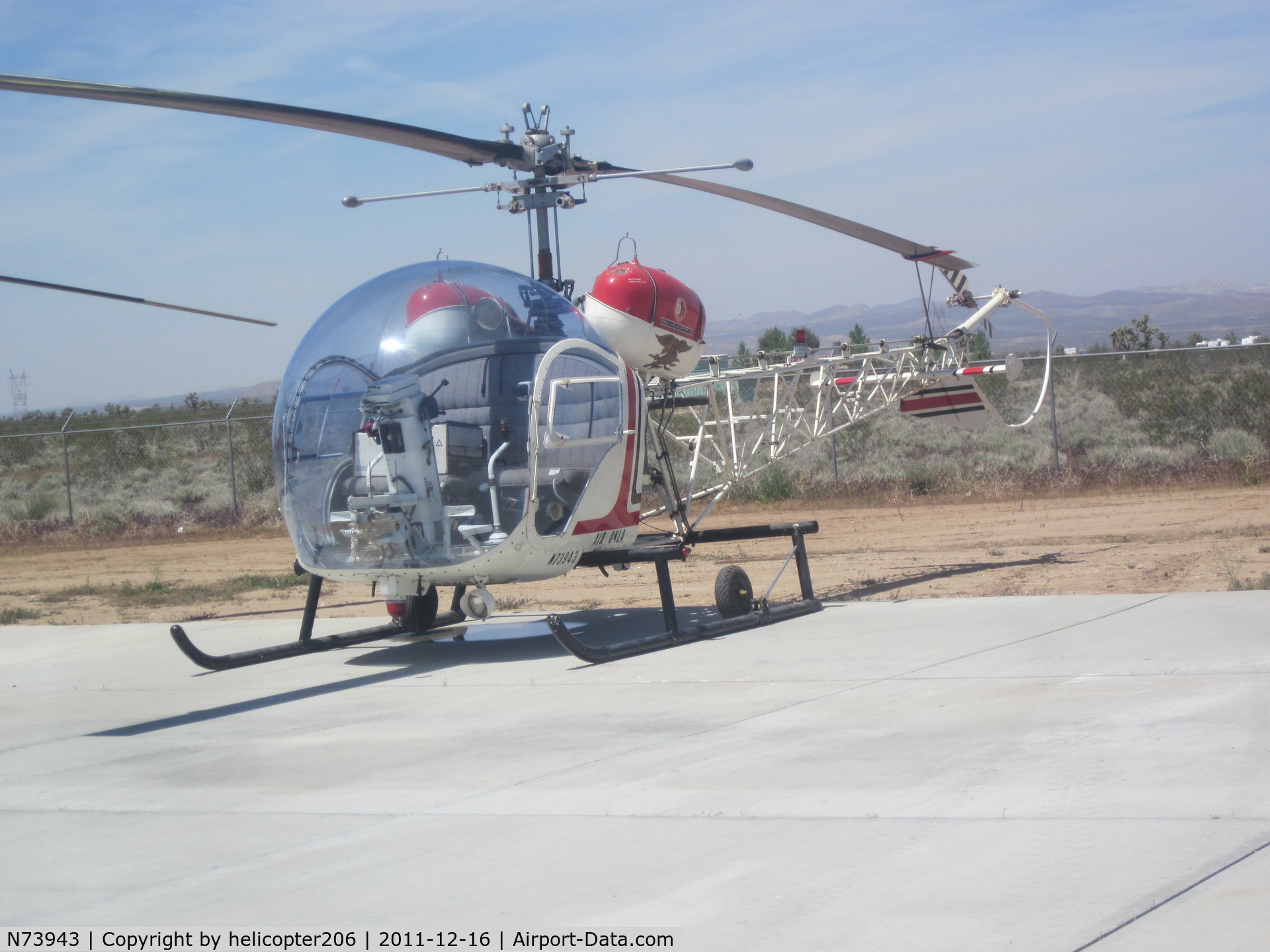 N73943, 1963 Bell 47G-4 C/N 2862, Sitting outside with blades tied down