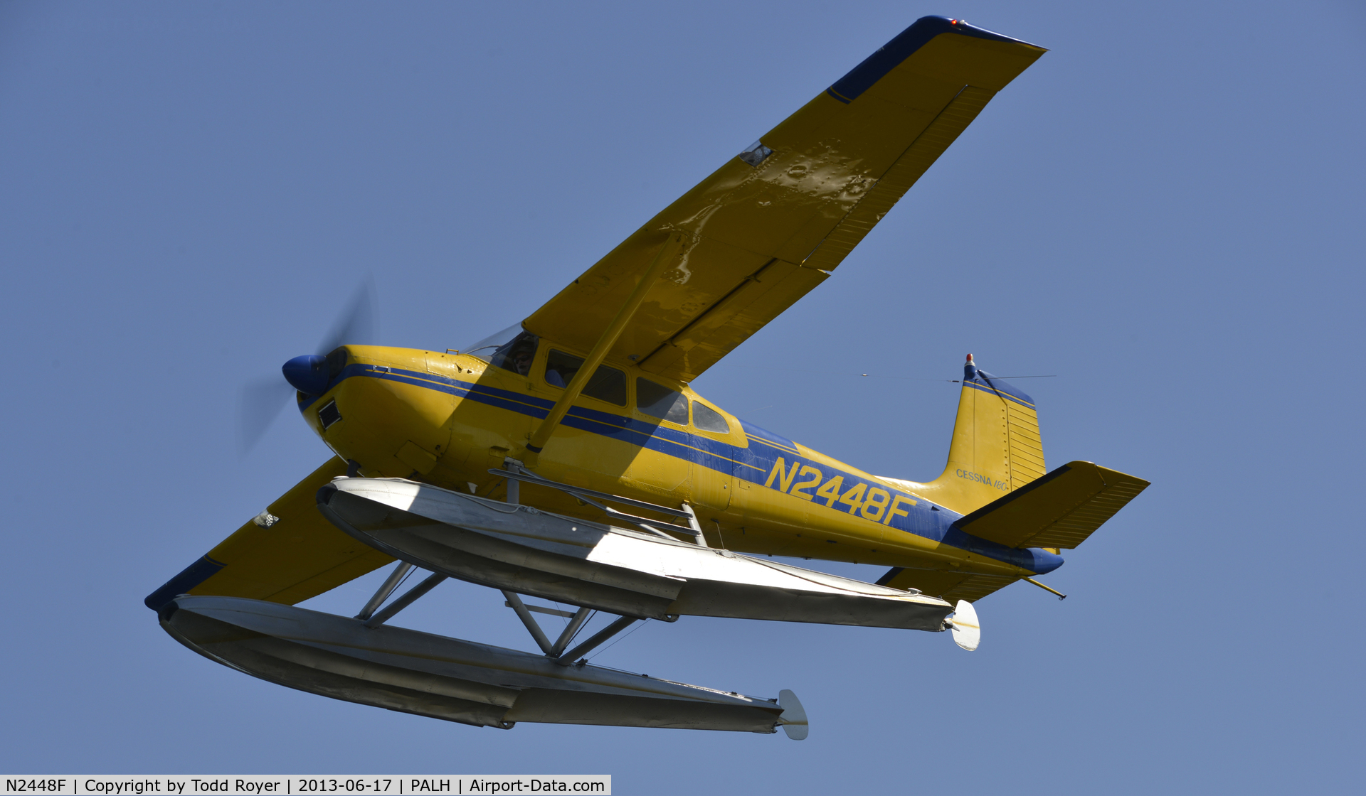 N2448F, 1965 Cessna 180H Skywagon C/N 18051648, Departing Lake Hood