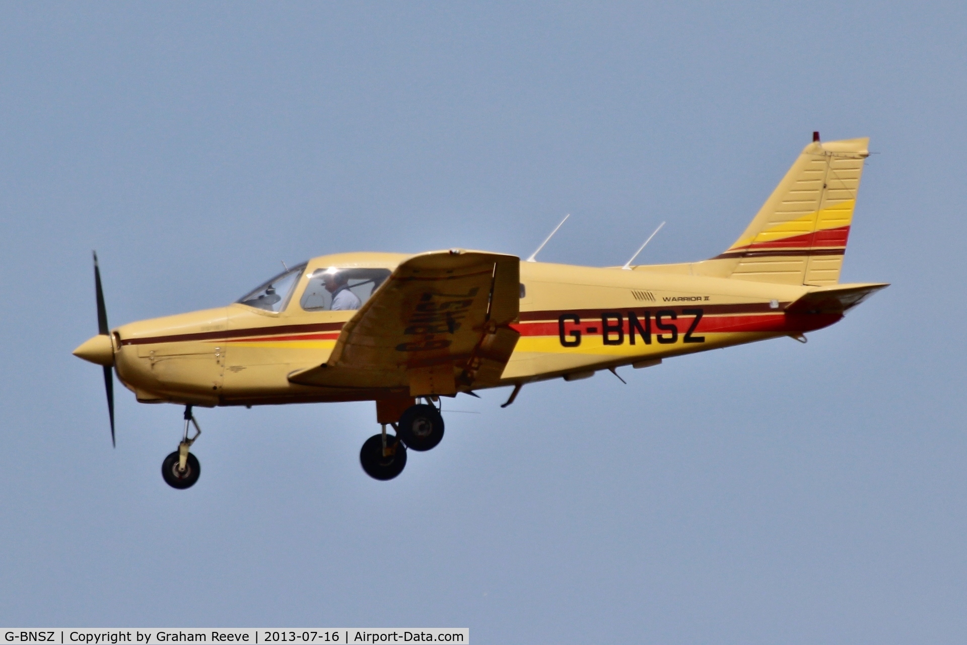 G-BNSZ, 1981 Piper PA-28-161 Cherokee Warrior II C/N 28-8116315, About to land at Norwich.
