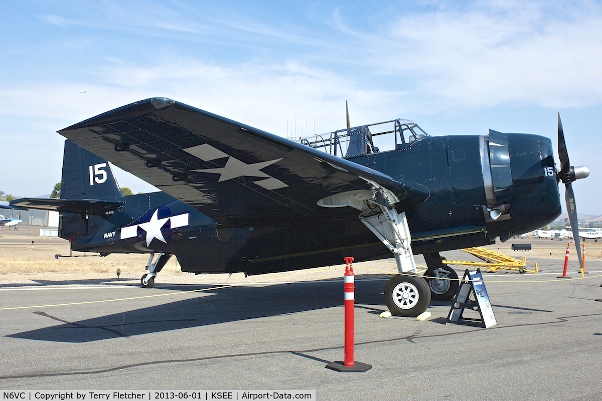 N6VC, Grumman TBM-3 Avenger C/N 53139, At 2013 Wings Over Gillespie Airshow in San Diego , California