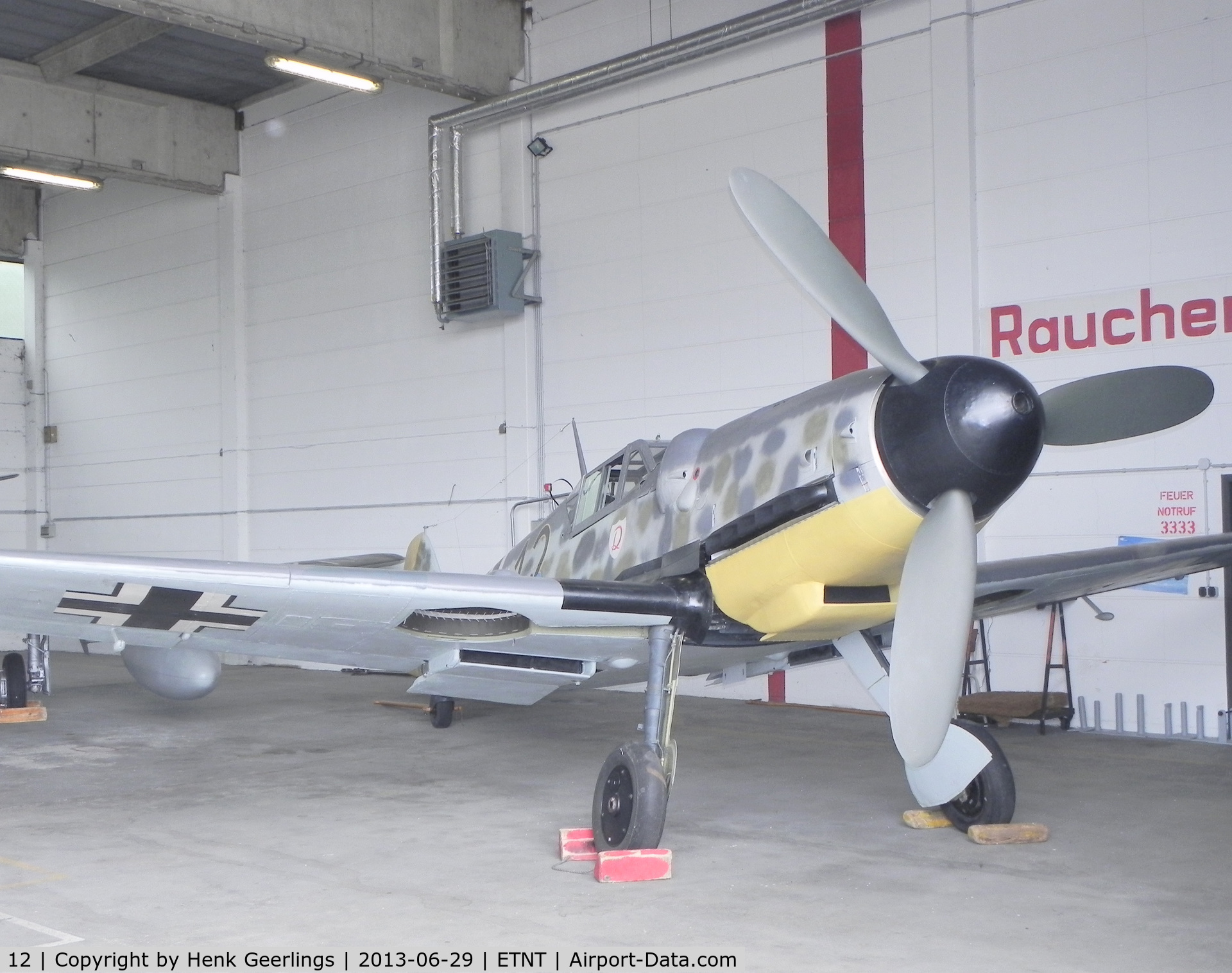 12, Messerschmitt Bf-109G-6/R-6 C/N 174, Farewell Phantom, F14F  Air Show.
Messerschmitt Bf109 , 12 , in Base Museum at Wittmund AFB
