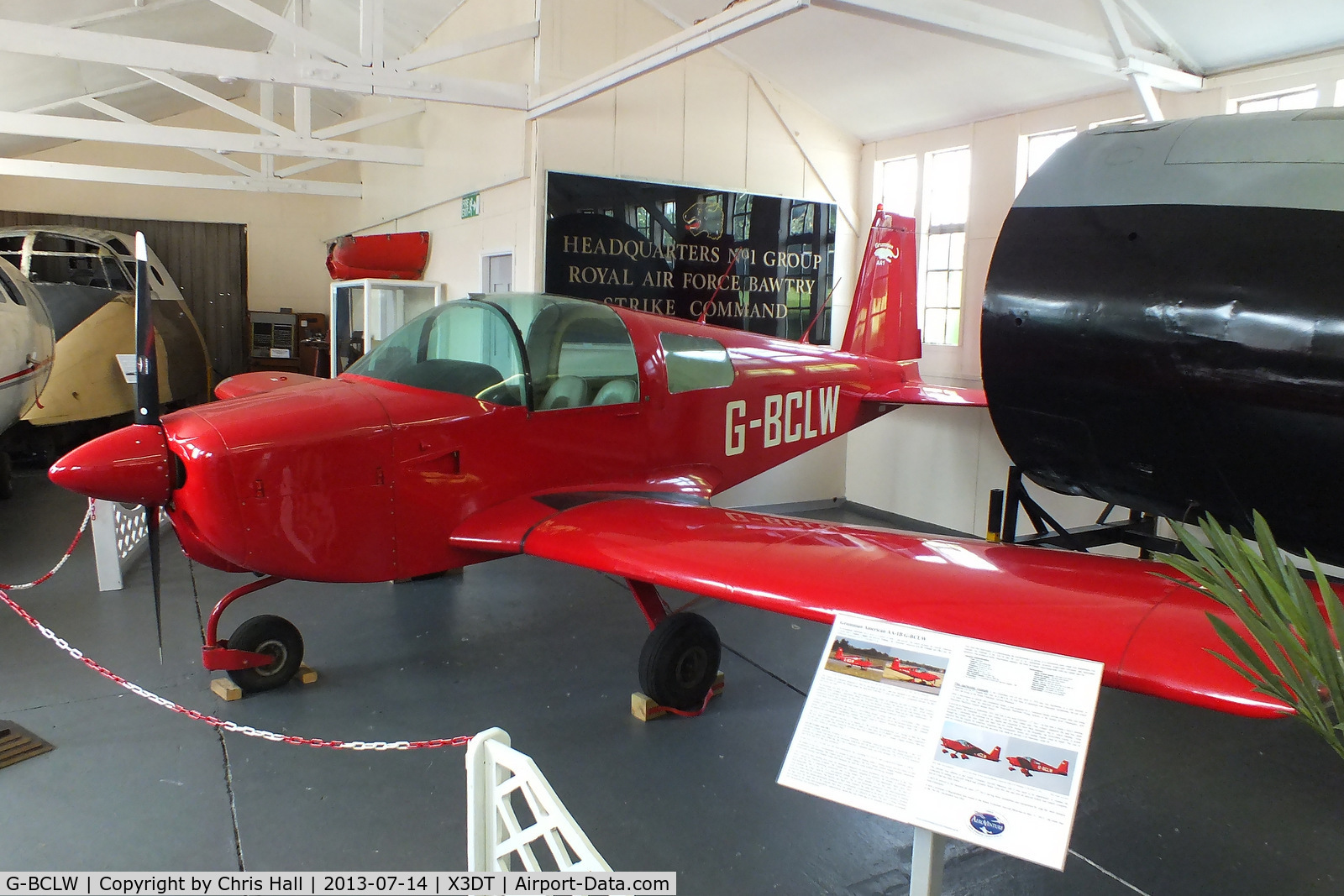 G-BCLW, 1974 Grumman American AA-1B Trainer C/N AA1B-0463, preserved at the South Yorkshire Aircraft Museum, AeroVenture, Doncaster