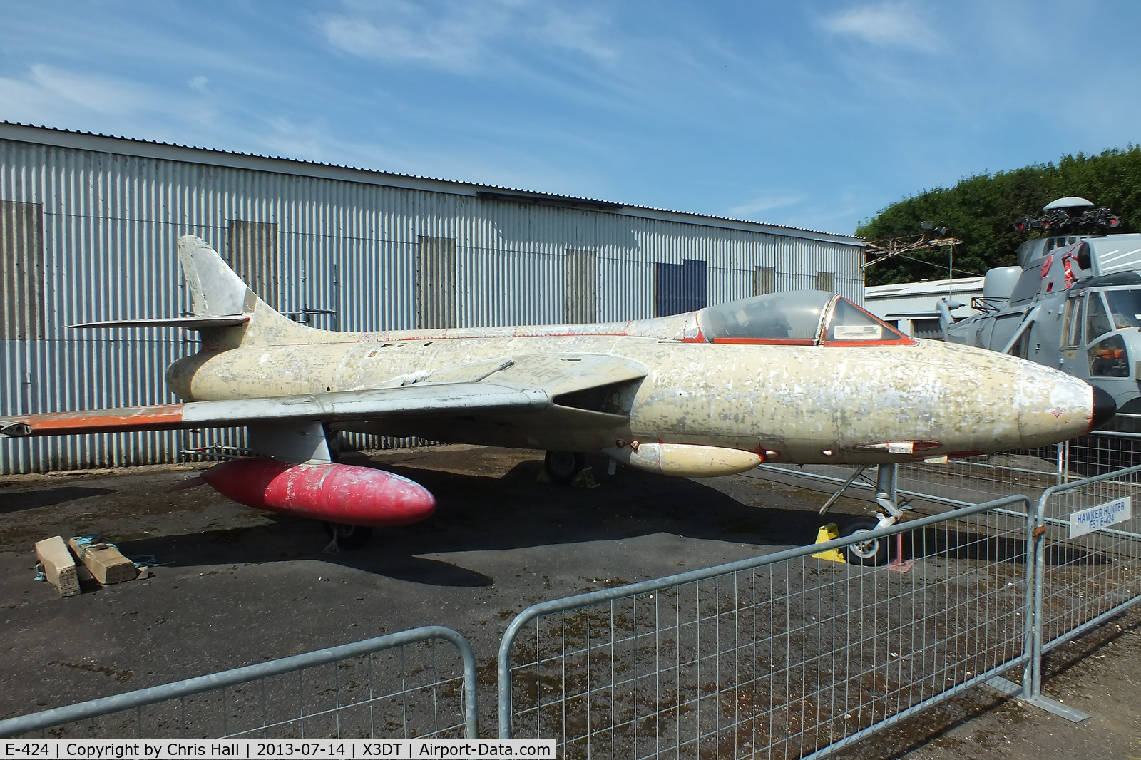 E-424, Hawker Hunter F.51 C/N 41H-680283, preserved at the South Yorkshire Aircraft Museum, AeroVenture, Doncaster