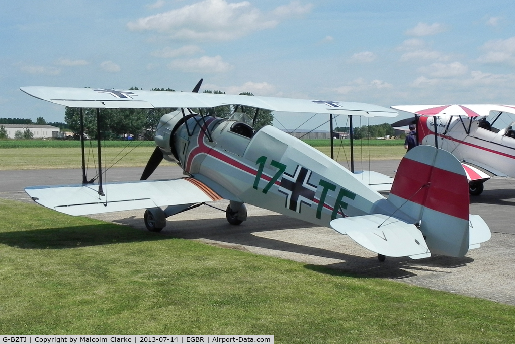 G-BZTJ, 1943 CASA 1-133 Jungmeister C/N 41, CASA 1-131E Jungmann at The Real Aeroplane Company's Bucker Fest, Breighton Airfield, July 14 2013.