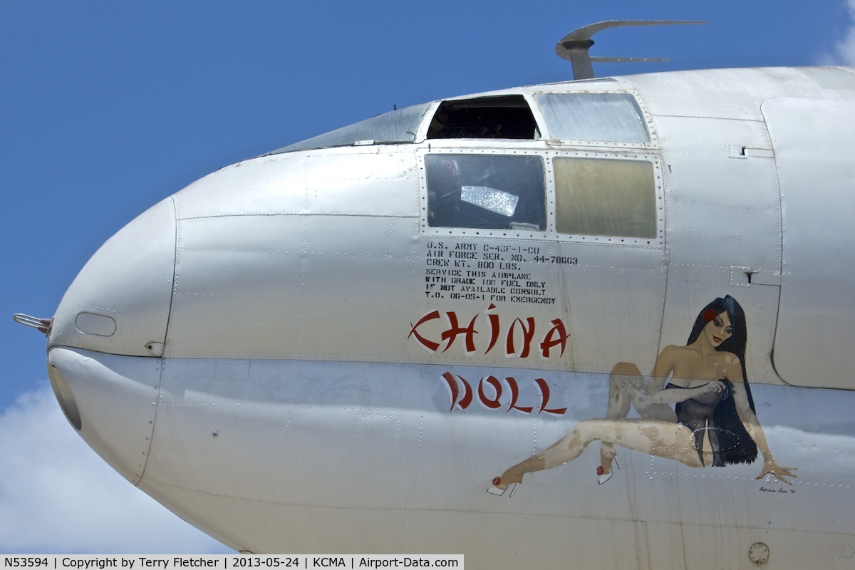 N53594, 1944 Curtiss C-46F Commando C/N 22486, Opportunity for close-up photos of a Curtiss C-46F Commando at Commemorative Air Force Museum at Camarillo , Southern California