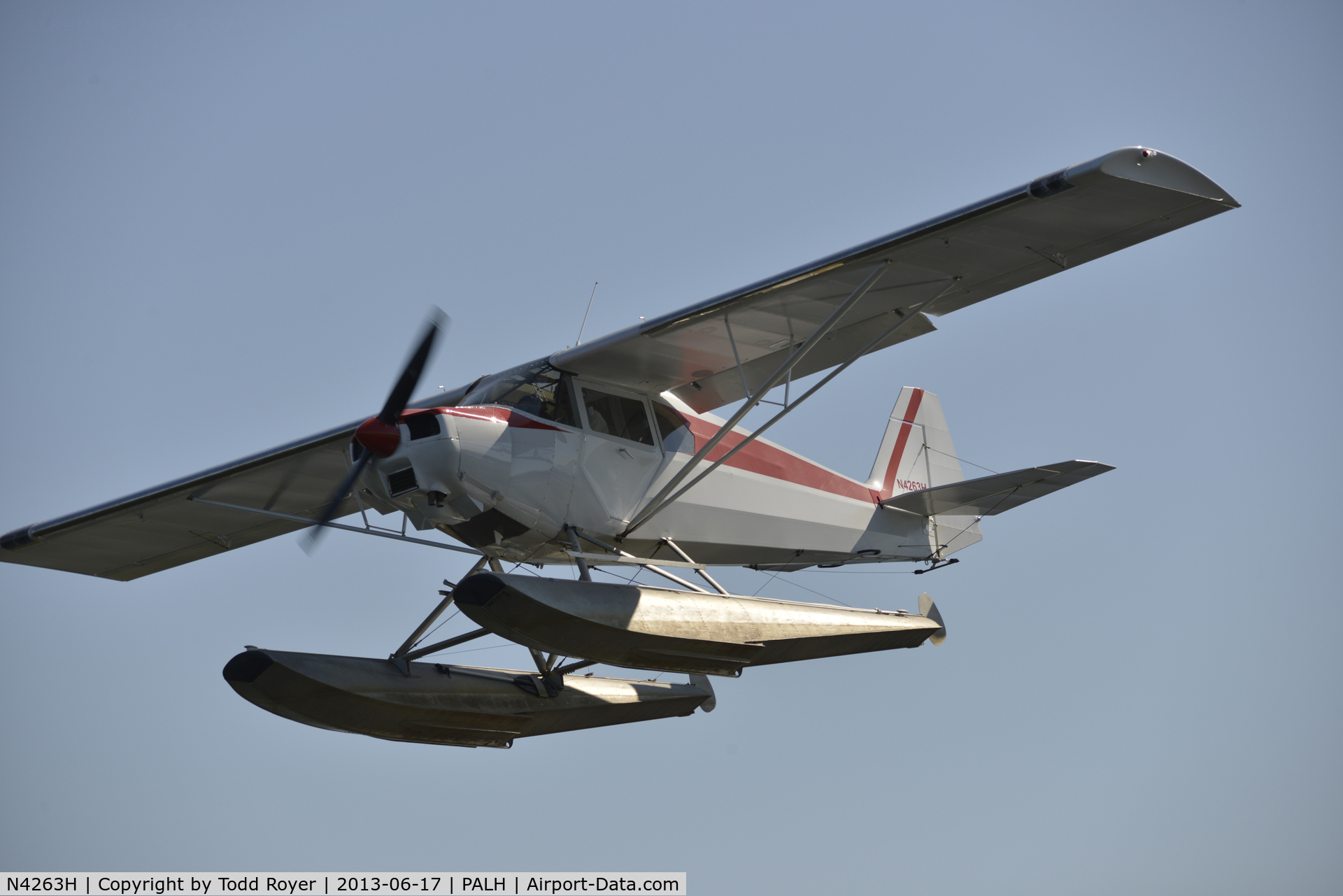 N4263H, 1948 Piper PA-14 Family Cruiser C/N 14-67, Departing Lake Hood