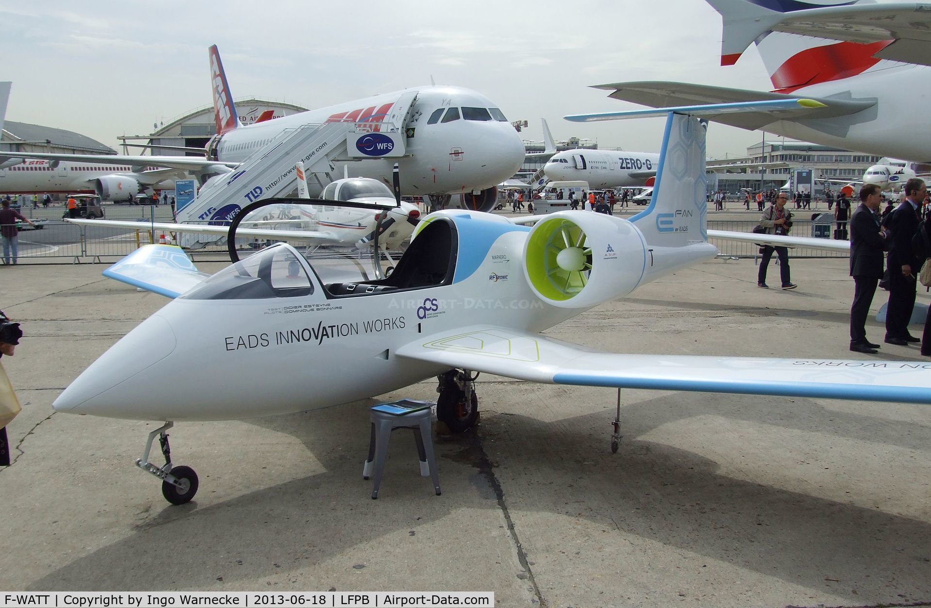 F-WATT, 2013 EADS E-Fan C/N 01, EADS E-Fan (with 2 electric motors, first flight later this year) at the Aerosalon 2013, Paris