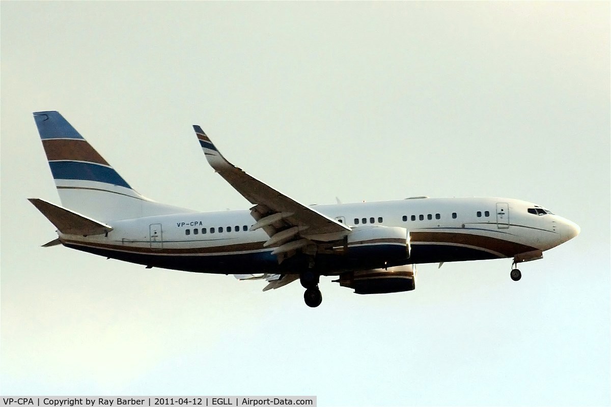 VP-CPA, 1999 Boeing 737-7AW C/N 30031, Boeing 737-7AW [30031] (Mid East Jet) Home~G 12/04/2011. On approach 27L.
