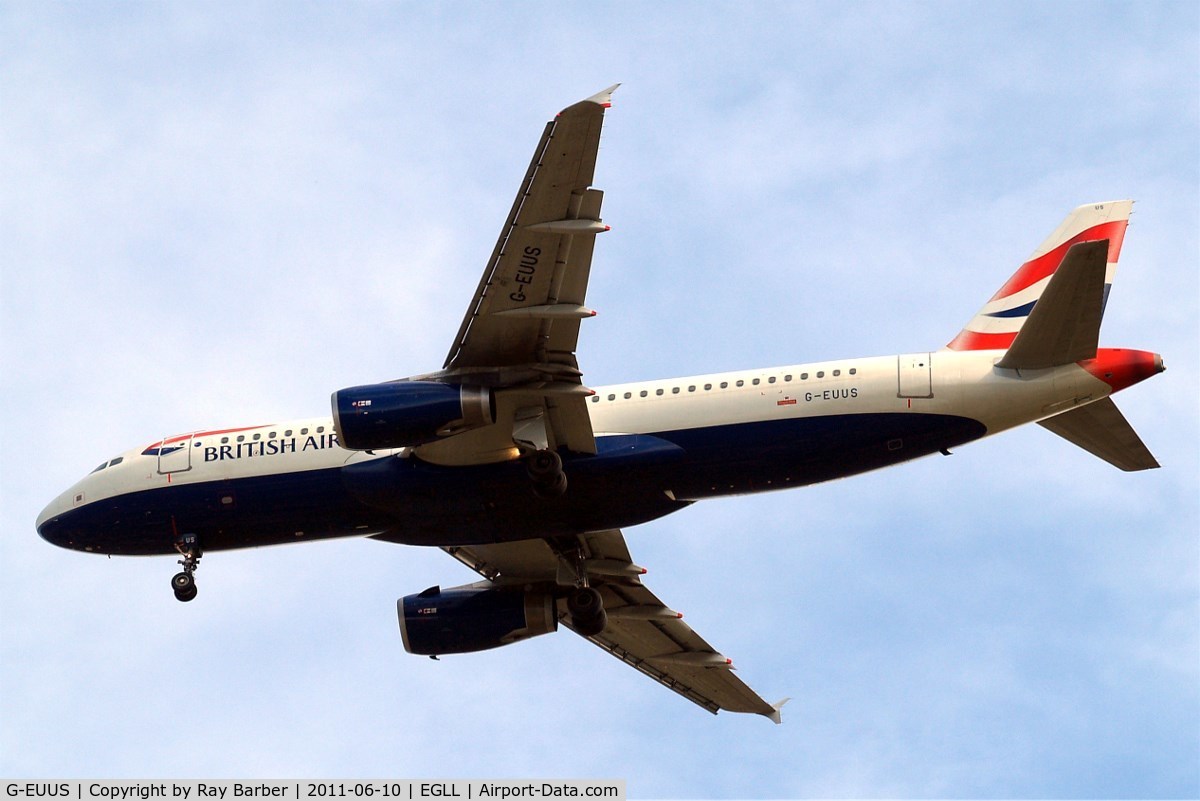 G-EUUS, 2007 Airbus A320-232 C/N 3301, Airbus A320-232 [3301] (British Airways) Home~G 10/06/2011. On approach 27R.