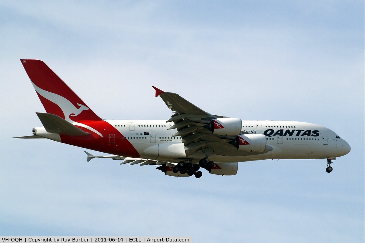 VH-OQH, 2009 Airbus A380-842 C/N 050, Airbus A380-841 [050] (QANTAS) Home~G 14/06/2011. On approach 27L.