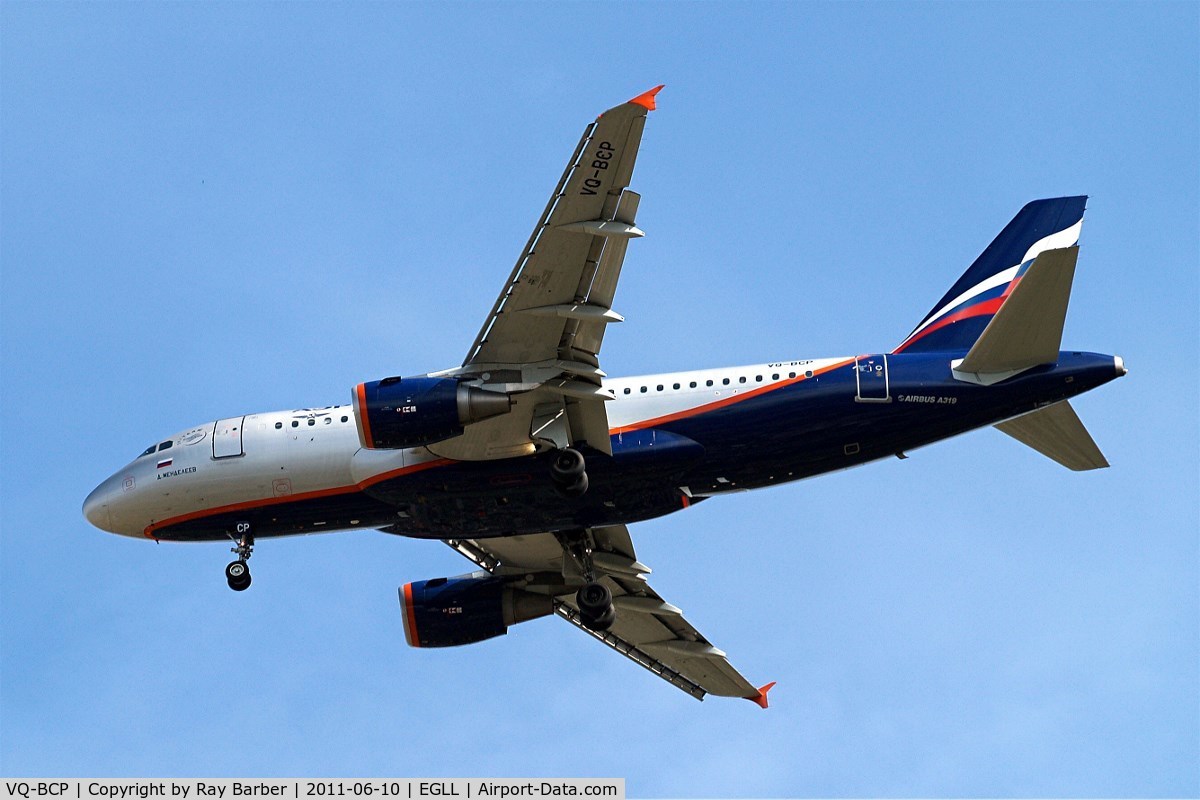 VQ-BCP, 2009 Airbus A319-112 C/N 3998, Airbus A319-111 [3998] (Aeroflot Russian Airlines) Home~G 10/06/2011. On approach 27R.
