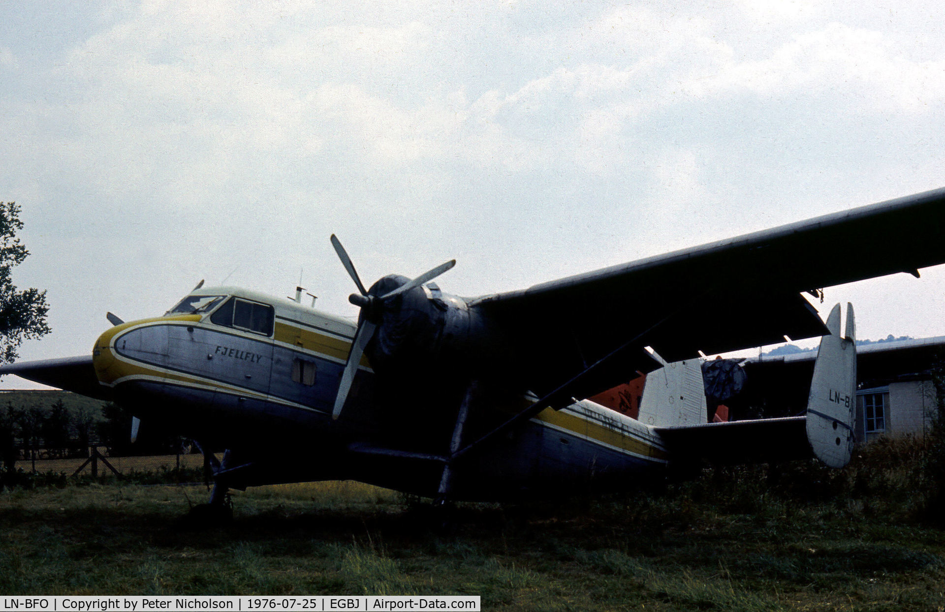 LN-BFO, 1958 Scottish Aviation Twin Pioneer Series 3 C/N 512, This Twin Pioneer seen at Staverton in the Summer of 1976 was later UK registered and broken up for spares.
