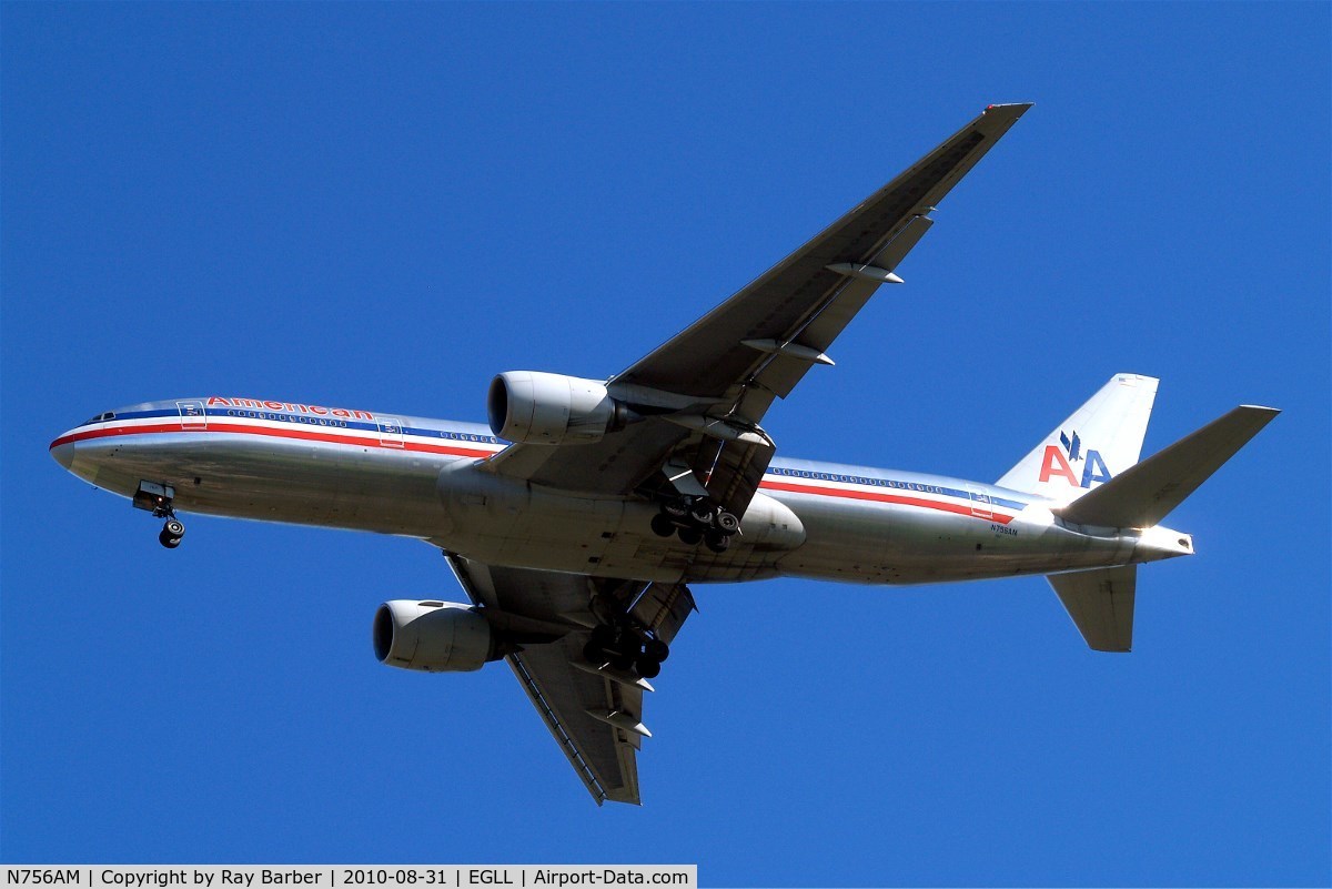 N756AM, 2001 Boeing 777-223 C/N 30264, Boeing 777-223ER [30264] (American Airlines) Home~G 31/08/2010 On approach 27R.