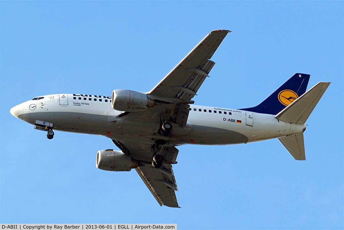 D-ABII, 1991 Boeing 737-530 C/N 24822, Boeing 737-530 [24822] (Lufthansa) Home~G 01/06/2013. On approach 27R.