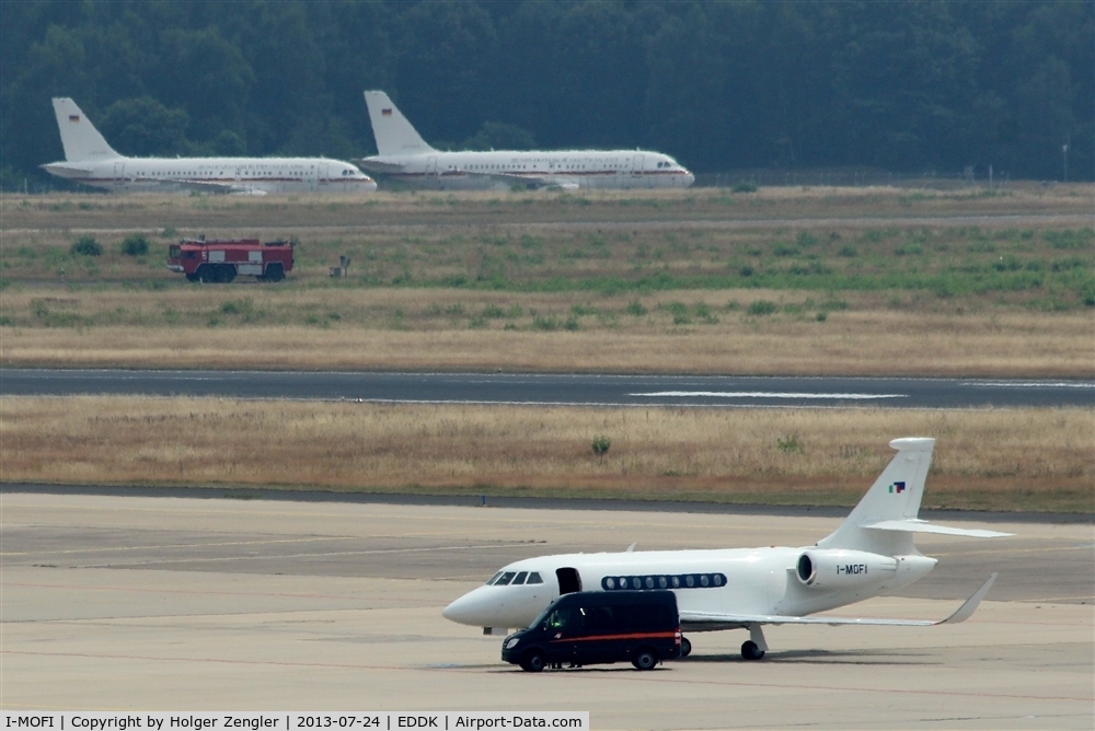 I-MOFI, 2010 Dassault 2000LX C/N 213, In background two aircrafts of GAF-Flugbereitschaft, the preferred airline of german politicians.....
