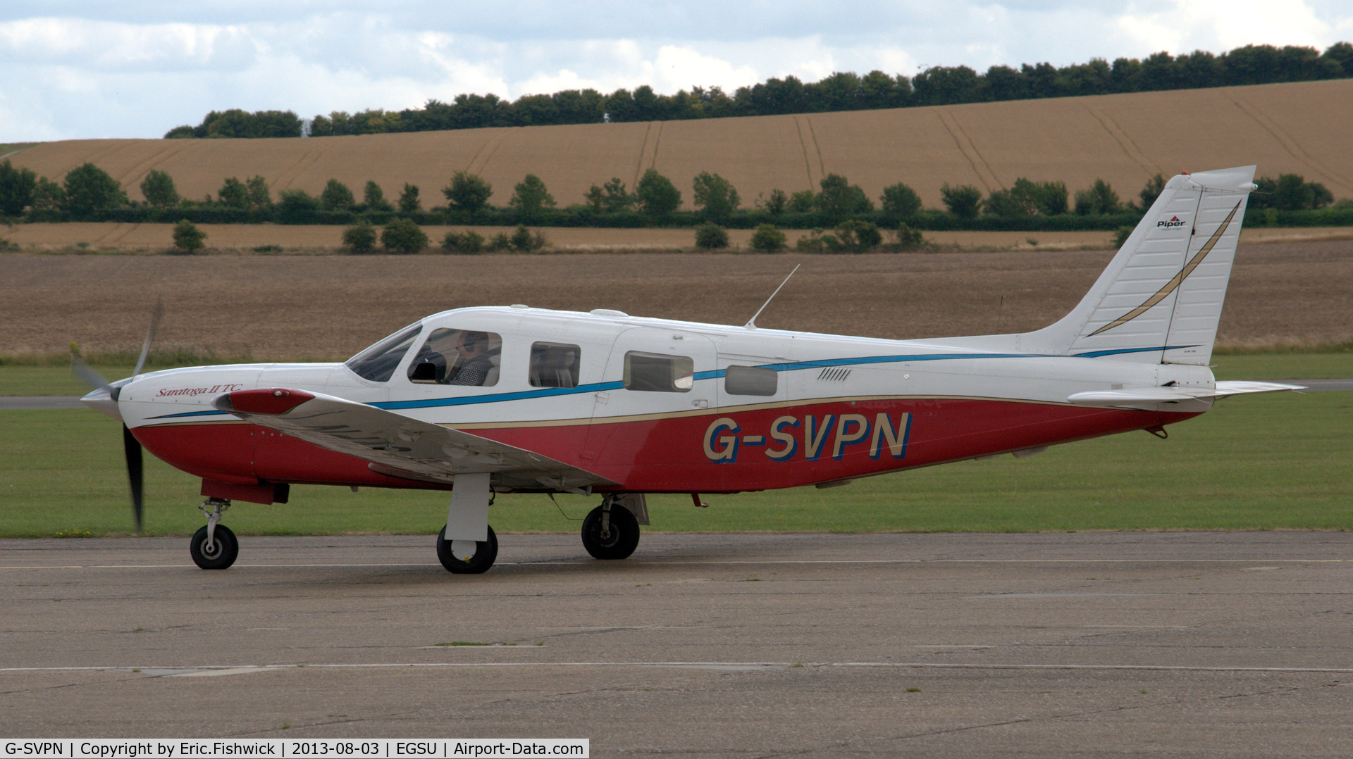 G-SVPN, 2003 Piper PA-32R-301T Turbo Saratoga C/N 3257310, 1. G-SVPN preparing to depart Duxford Airfield.