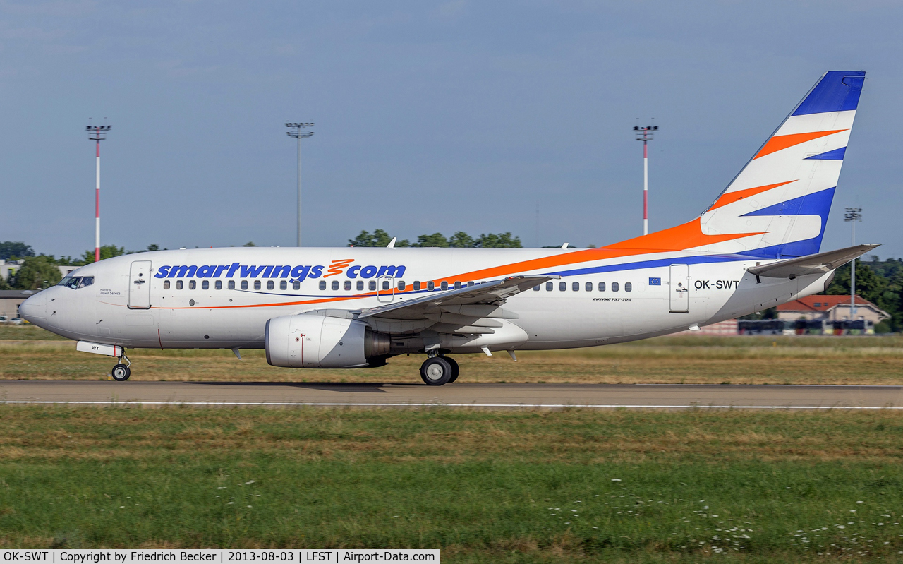 OK-SWT, 2003 Boeing 737-7Q8 C/N 29346, departure from Straßbourg