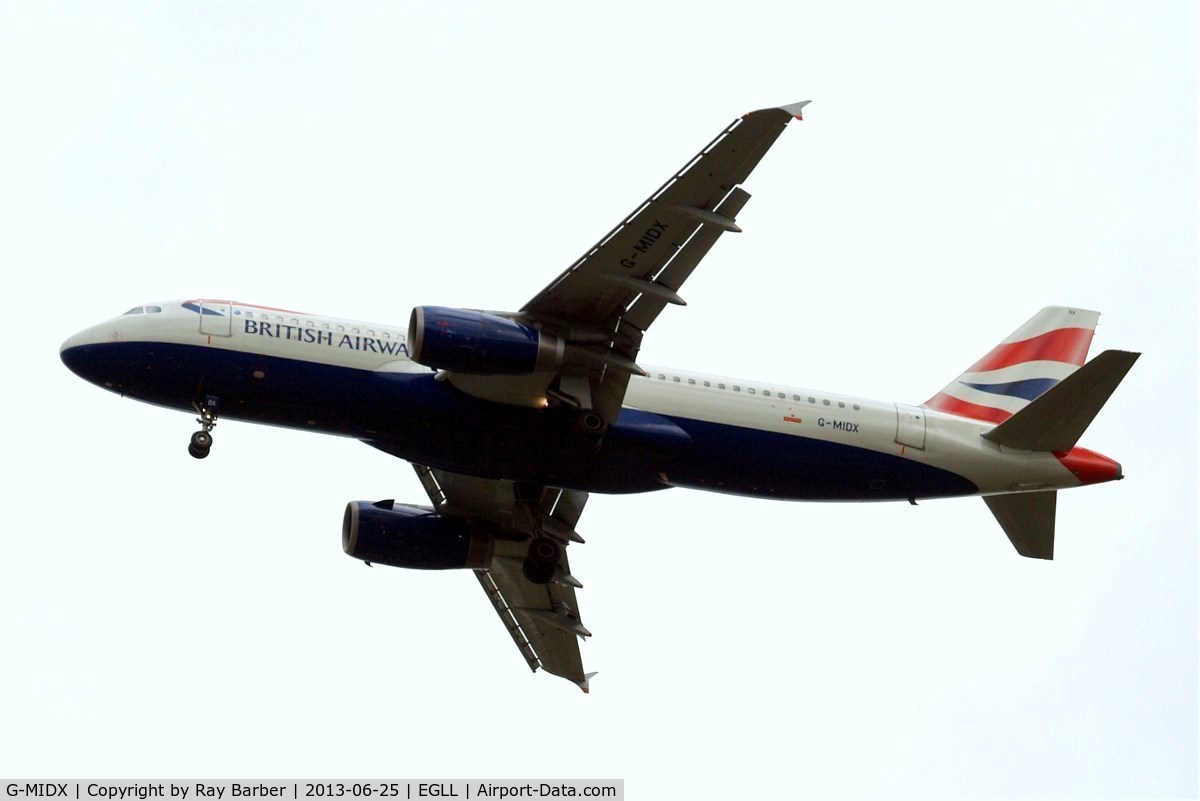 G-MIDX, 2000 Airbus A320-232 C/N 1177, Airbus A320-232 [1177] (British Airways) Home~G 25/06/2013. On approach 27R.