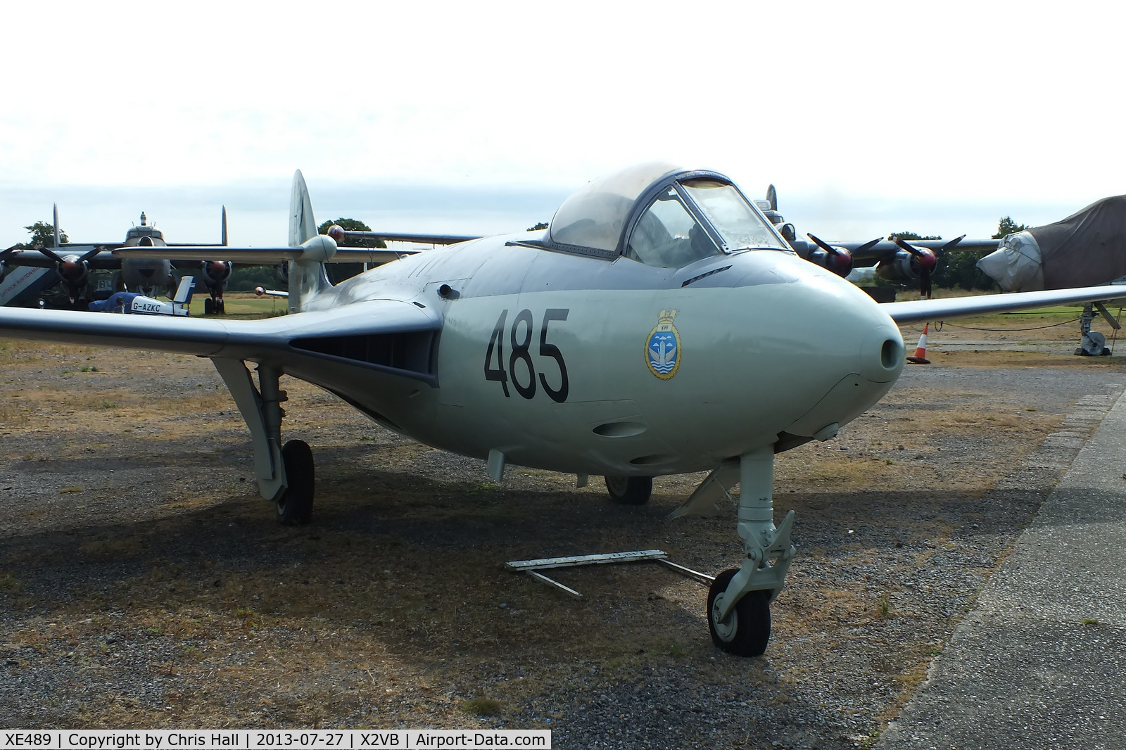 XE489, 1955 Hawker Sea Hawk FGA.6 C/N 6385, displayed at the Gatwick Aviation Museum