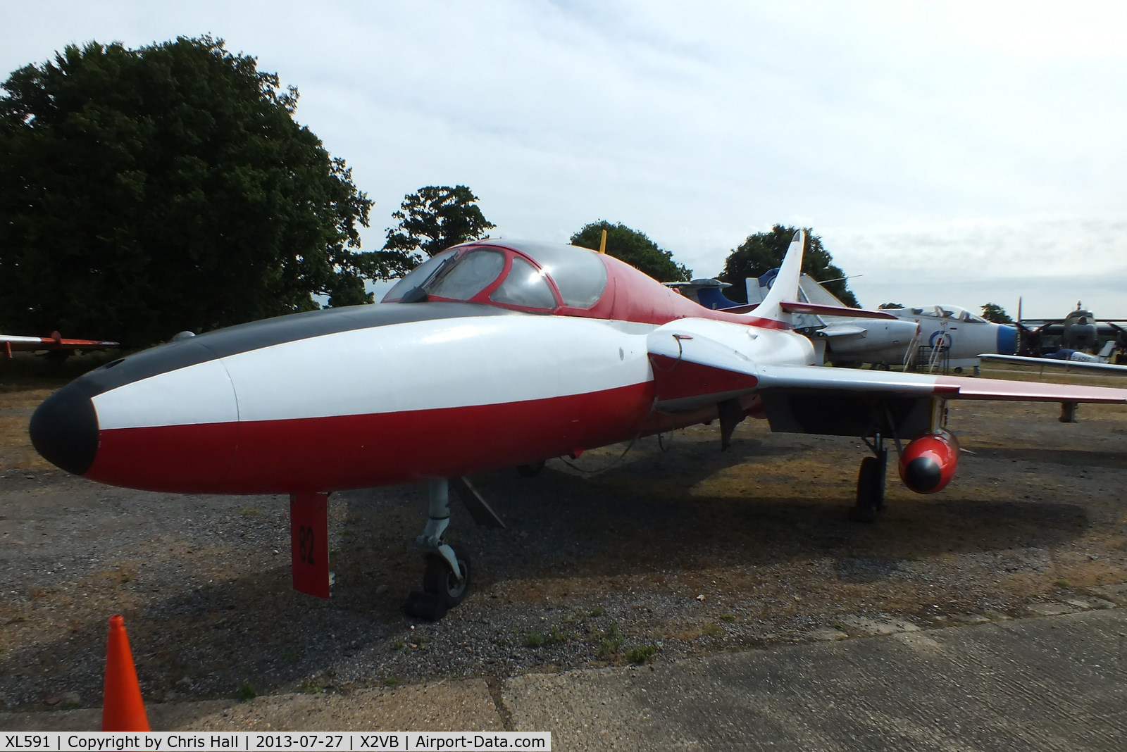 XL591, 1958 Hawker Hunter T.7 C/N 41H-693685, displayed at the Gatwick Aviation Museum