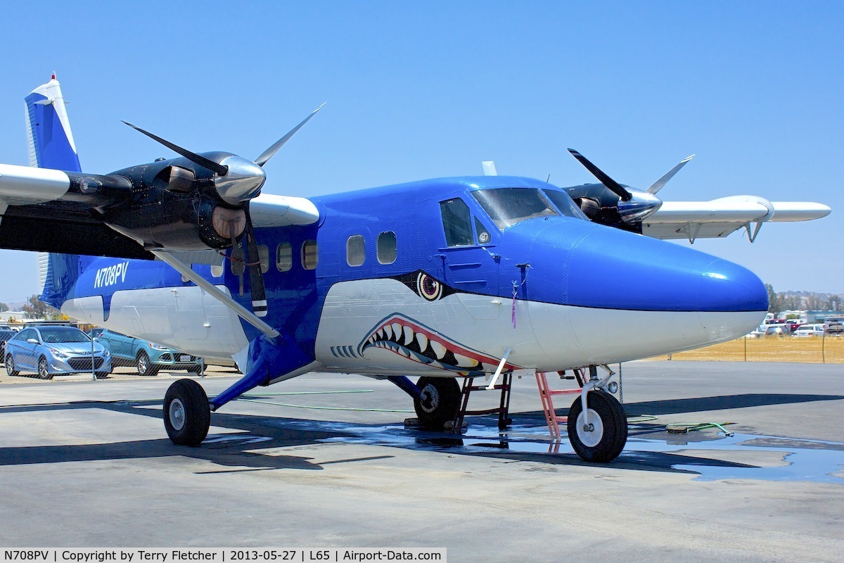 N708PV, 1976 De Havilland Canada DHC-6-300 Twin Otter C/N 489, Photographed at Perris Valley Skydive , Perris , CA