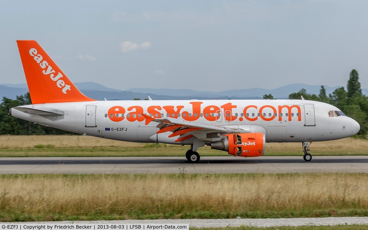 G-EZFJ, 2009 Airbus A319-111 C/N 4040, departure from Basel