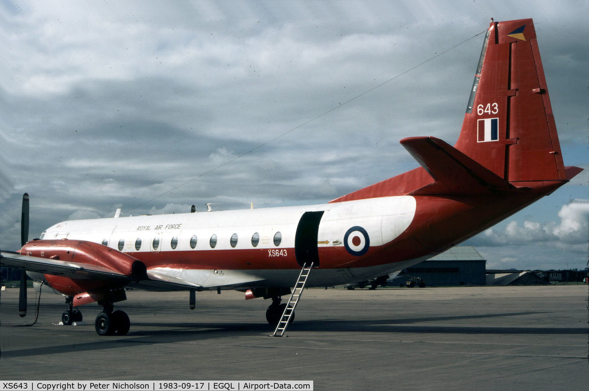 XS643, 1967 Hawker Siddeley HS-780 Andover E.3A C/N BN27, Andover E.3A of 115 Squadron on display at the 1983 RAF Leuchars Airshow.